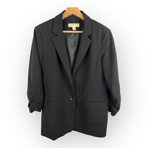 Michael Kors Womens size 12 3/4 Sleeve Button Front Blazer Jacket Small Flaw